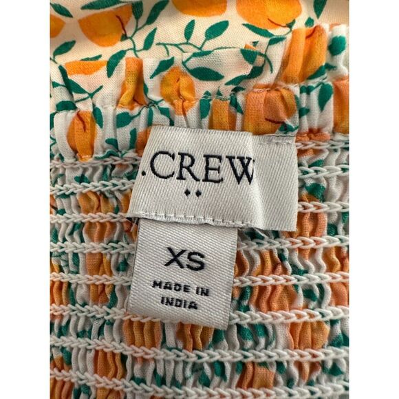 J. Crew Smocked Midi Dress Peach Print 100% Cotton Size XS - Picture 7 of 10